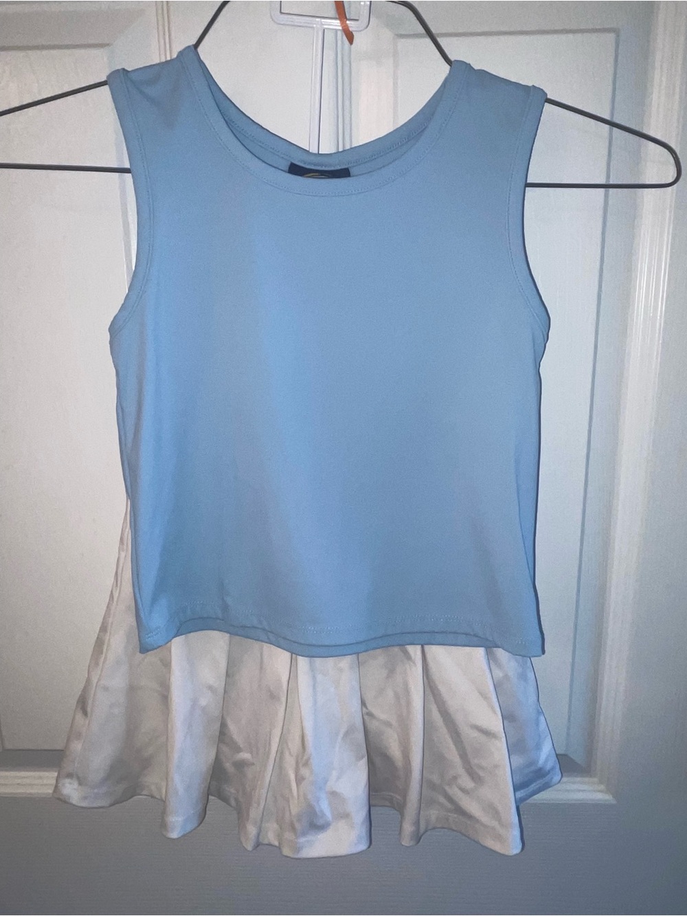 Kids Blue and White Matching Set - Sleeveless Top with Pleated Skort